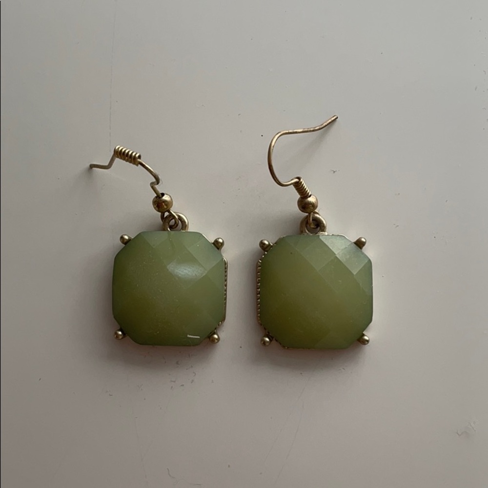 Green stone earrings